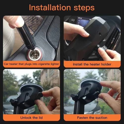Miniatura 2 de Calefactor Máximo de 12 V 150 W para Vehículo, Giratoria de 360 Grados con Soporte de Succión, Calefactor Rápido de Coche 2 en 1 Enchufable