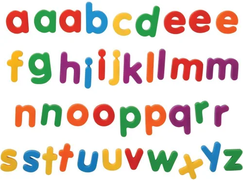 Constructive Playthings Juego de 2 letras minúsculas magnéticas gigantes que incluyen vocales adicionales y consonantes seleccionadas para edades de