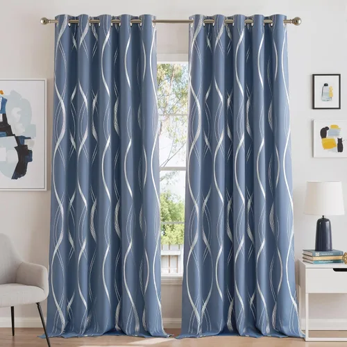 Miniatura 123 de NICETOWN Paneles de Cortinas Opacas para Dormitorio - Tratamiento de Ventanas con Aislamiento Térmico, Ojales Sólidos, Cortinas Opacas con Diseño