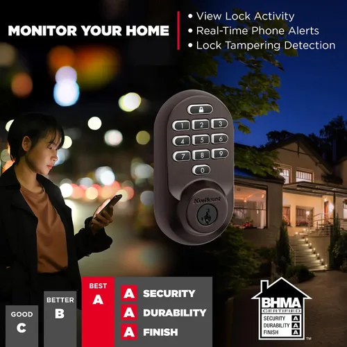Miniatura 5 de Kwikset Halo - Cerradura inteligente Wi-Fi, cerradura de puerta sin llave con cerrojo, desbloqueo automático por geocerca, certificación grado AAA