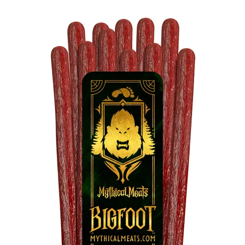 Mythical Meats Humanoid Flavor Bigfoot - Paquete de 12 palitos de aperitivos – Alce y carne de res con pimienta – Carnes secas y deshidratadas