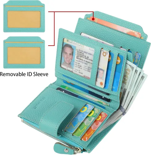 Miniatura 2 de Lavemi Small Compact Women Wallet RFID Blocking Genuine Leather Bifold Purse with ID Windows