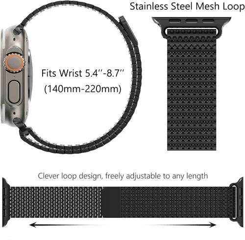 Miniatura 4 de WINGLE Correa de malla magnética para Apple Watch Band Ultra 3/2/1 de 1.929 in, 1.811 in, 1.772 in, 1.732 in, 1.654 in, 1.575 in, 1.614 in, 1.496