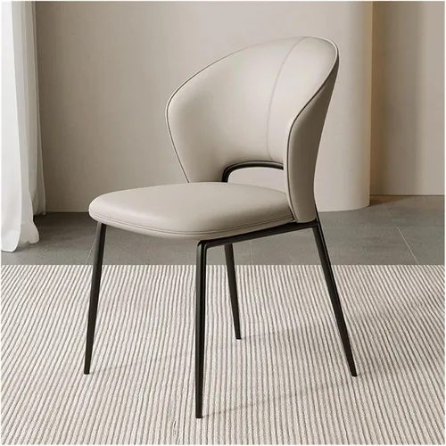 Miniatura 2 de sillas de comedor - Sillas de comedor tapizadas de mediados de siglo, modernas, sin brazos, de piel sintética, laterales con respaldo, cocina Beige
