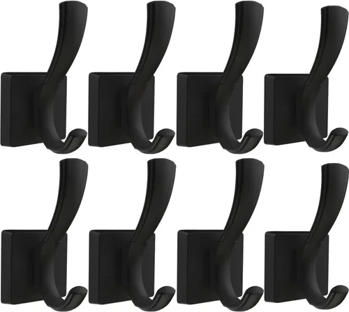 Miniatura 17 de TOFIIGREM Ganchos negros para toallas, ganchos para abrigos y batas de baño, para entrada, vestíbulo, piscina, para montar en la pared, para colgar