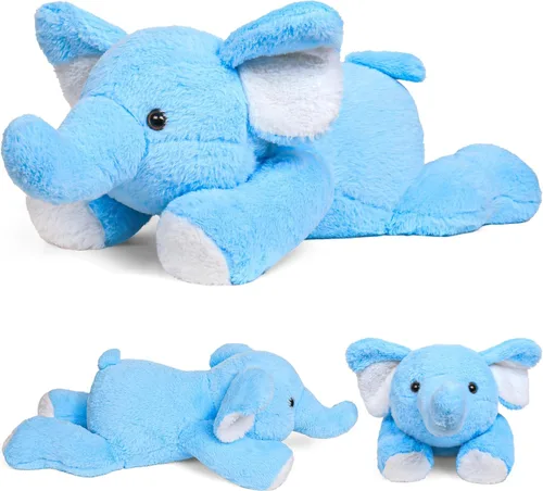 JellyMallow Animales de peluche de elefante con peso de 24 pulgadas, color azul, almohada de felpa de elefante gigante abrazable para niños y adultos