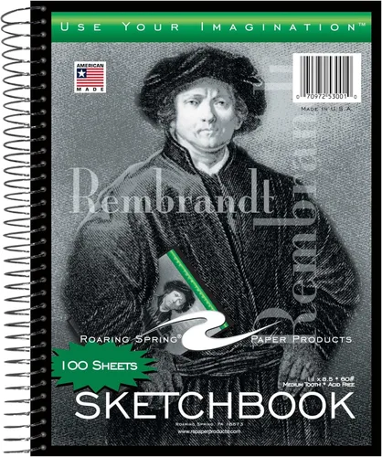 Roaring Spring "Rembrandt" Cuaderno de bocetos, 11 x 8.5 pulgadas, 100 hojas de papel de dibujo pesado de 60 libras, encuadernado en espiral
