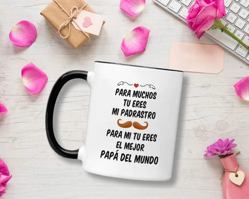 Miniatura 3 de Casitika Regalos para padrastro. Taza para el día del padre. Taza española de 11 onzas. Idea como regalo para papá en cumpleaños. Taza para Dia