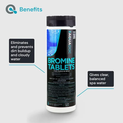 Miniatura 3 de AquaDoc Tabletas de bromo para spas y jacuzzis – 1.5 libras – Tabletas desinfectantes de bromo de 1 pulgada – Soporta agua limpia y clara
