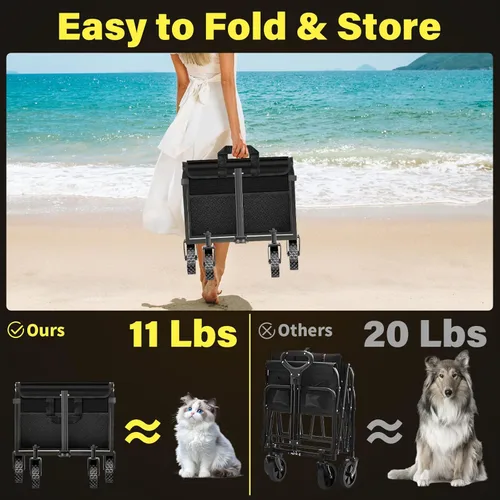 Miniatura 3 de Carrito de Vagones Plegable, Carrito de Vagón Plegable de 360 LBS con Ruedas, Vagón Utilitario Plegable Portátil Todo Terreno para Compras Camping