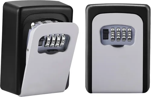Miniatura 7 de Caja de bloqueo de llaves montada en pared, caja de bloqueo con combinación de 4 dígitos a prueba de intemperie para exteriores, caja de bloqueo
