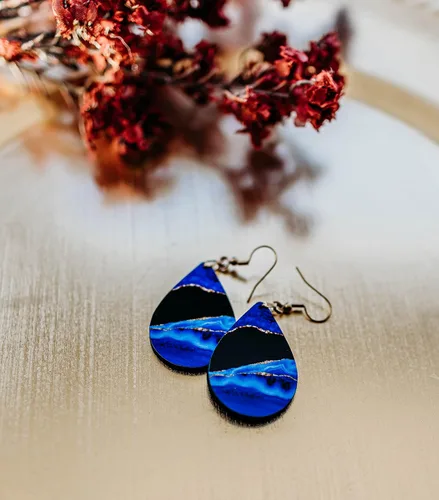 Miniatura 85 de Dangle Earrings for Women Colorful Dangling Drop Statement Jewelry Printed MDF Wood Teardrop Double Side Print Handmade by The Painted Pug