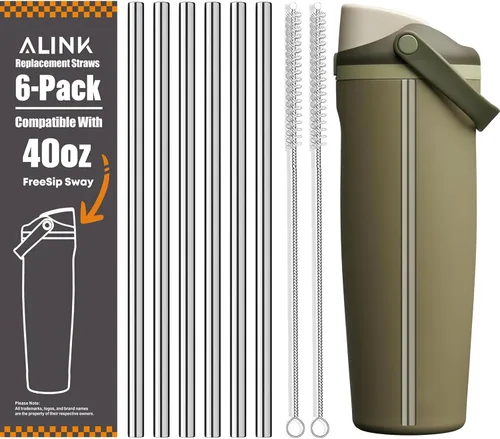 Miniatura 10 de ALINK Pajitas de acero inoxidable para botella de agua Owala FreeSip Sway de 30 onzas, paquete de 6 popotes de repuesto de metal reutilizables solo