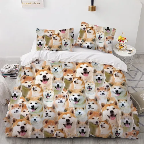 Miniatura 10 de Airedale Terrier - Juego de funda de edredón con estampado de cara de perro, juego de ropa de cama de 3 piezas, juego de funda de edredón suave