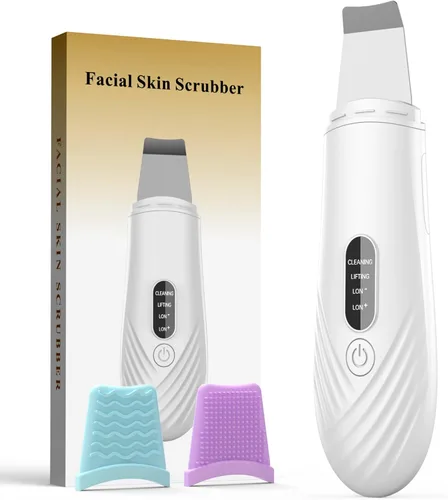 Espátula facial para exfoliar la piel, herramienta removedor de puntos negros para limpieza profunda facial, limpiador de poros con 4 modos, Blanco