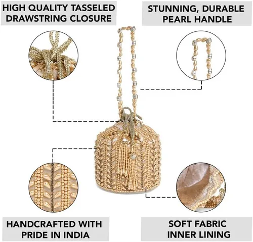 Miniatura 3 de Aheli Potli Bags for Women Evening Bag Clutch Ethnic Bride Purse with Drawstring