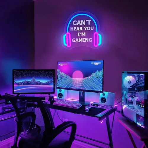 Miniatura 2 de YuanDian Letrero de Neón para Jugadores, No Te Oigo Estoy Jugando Luces LED de Neón para Decoración de Pared de Sala de Juegos, Ideas de Regalo