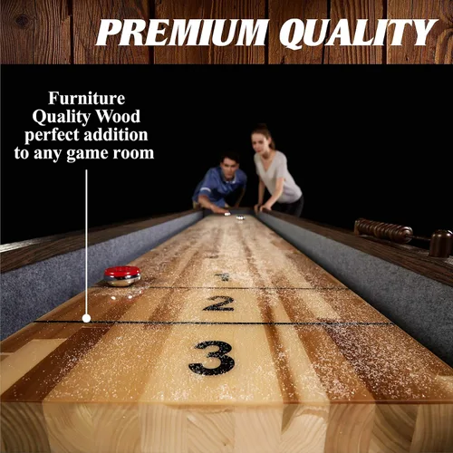 Barrington Billiards 12' Webster Shuffleboard Table with Scratch-Resistant Playfield and 8 Puck Set