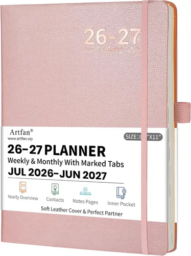Miniatura 14 de Agenda 2026 – Agenda semanal y mensual 2026, enero de 2026 a diciembre de 2026, 8.5 x 11 pulgadas, cubierta de cuero 2026 con papel grueso, bolsillo