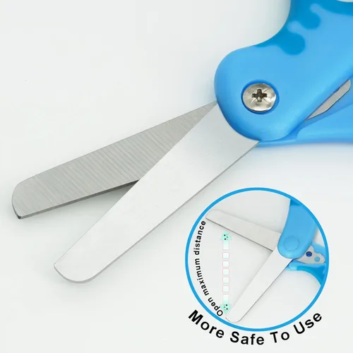 Miniatura 2 de Tijeras para niños, tijeras de 5 pulgadas con cubierta, tijeras de punta roma para estudiantes con agarre cómodo, seguridad para papel de corte