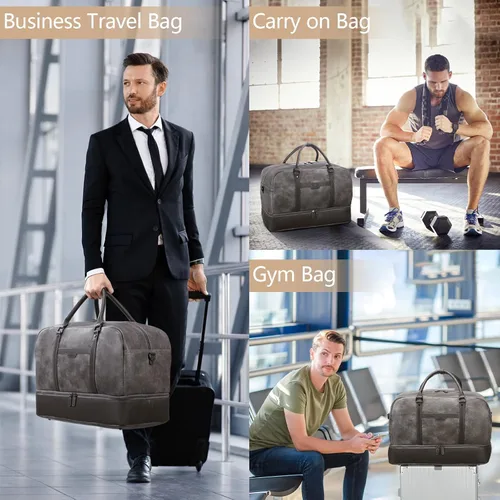 Miniatura 6 de Wogarl Bolsa de fin de semana para mujeres y hombres, bolsa grande de viaje, Gris, Moda
