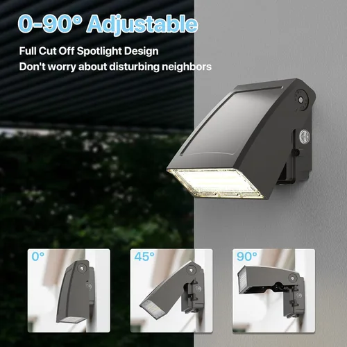 Miniatura 6 de HYPERLITE Paquete de pared LED: 40W 3000K Luces de pared LED al aire libre con fotocélula del anochecer al amanecer, 5200lm ETL Listado Paquetes