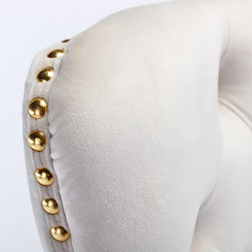 Miniatura 4 de Silla de tocador con respaldo cómodo, silla de oficina en casa con base de metal dorado, sillas modernas tapizadas de terciopelo, sillas de Beige