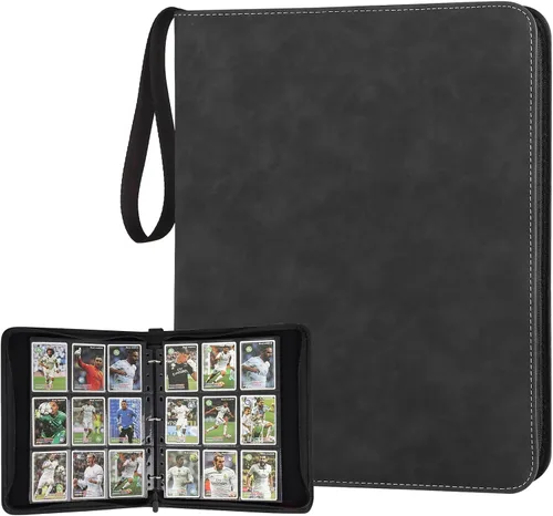 Miniatura 77 de GERMUN Carpeta de tarjetas de poliuretano, 16 bolsillos, carpetas de soporte premium para más de 1000 tarjetas, álbum de bolsillo de doble cara