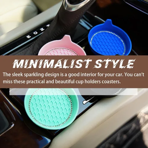 Miniatura 6 de zipelo Portavasos para automóvil con brillantes, paquete de 4, portavasos universal para vehículo, antideslizante, inserto para portavasos, tapete