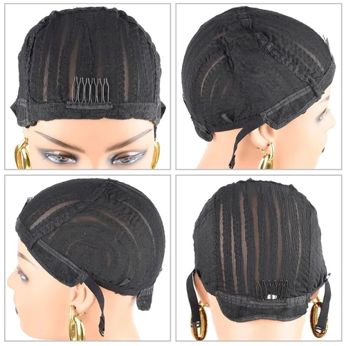 Miniatura 5 de 1 gorra de peluca de ganchillo trenzada transpirable para hacer pelucas sintéticas duraderas y estables, color negro, más fácil de coser en trenzas