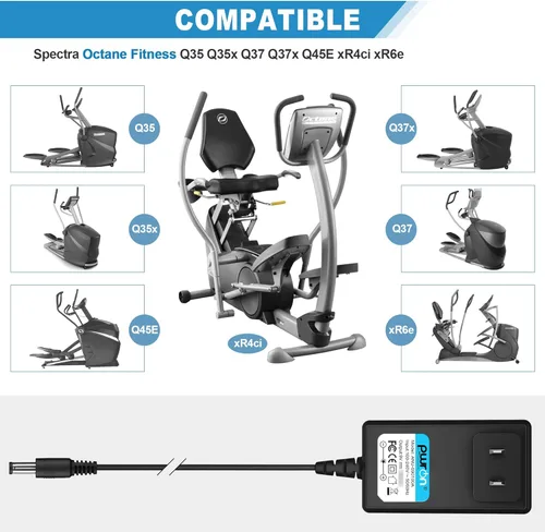 Miniatura 4 de Adaptador de 9 V AC/DC para Octane Fitness Q35 Q35e Q35c Q35ce Q37 xR3c xR4 xR4c xR4ci xR6 xR6e xR6ce Cinta de correr elíptica Cardio Máquina Cable