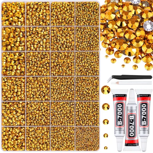 Miniatura 55 de 7000 diamantes de imitación de resina con pinzas para manualidades, diamantes de imitación de gelatina con parte trasera plana de 2/3/4/5/6mm, 4