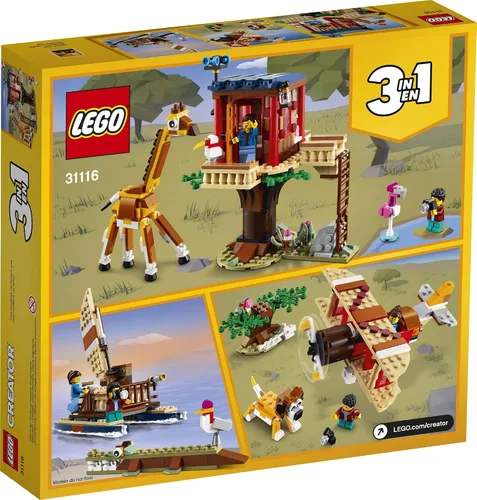 Miniatura 5 de LEGO Creator 31116 Safari Wildlife Tree House 31116 Kit de construcción con un juguete de casa, juguete biplano y juguete de catamarán; los mejores