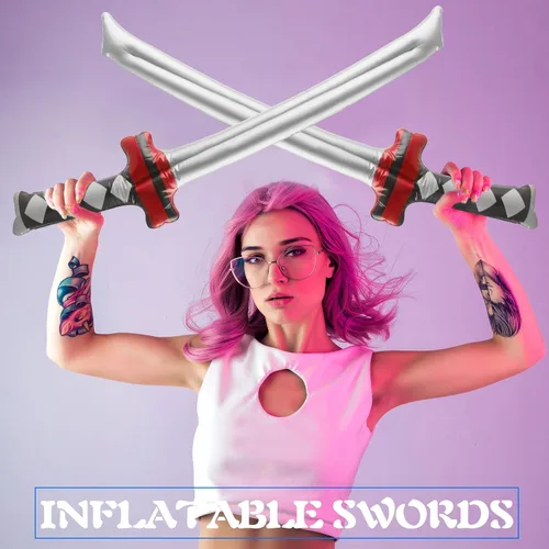 Miniatura 5 de Paquete de 32 espadas ninja inflables de 30 pulgadas, Katana inflable, armas samuráis inflables para niños, Halloween, fiesta temática de ninja