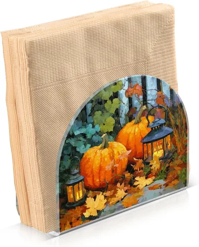 Miniatura 17 de Servilletero de otoño de gnomo negro para mesa, dispensadores de pañuelos acrílicos, servilleteros de cóctel para bodas, fiestas, eventos
