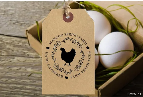 Miniatura 2 de Personalized Farm Fresh Eggs Ranch Carton Stamps Chicken Eggs Hand Gathered Stamper Wooden Rubber Stamp (2x2 inches)