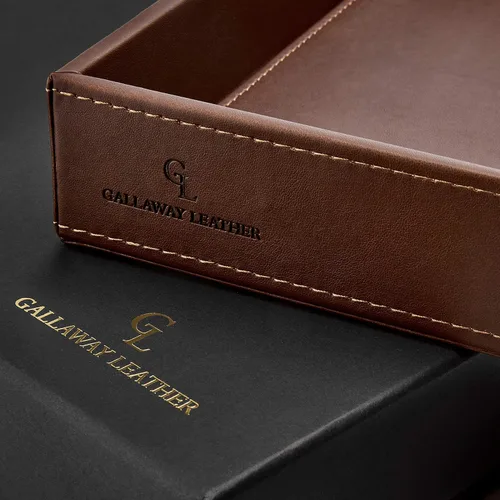 Miniatura 2 de GALLAWAY LEATHER Bandeja de valet para hombres - Organizador de mesita de noche Bandeja EDC para billetera y llaves - Bandeja recogetodo de cómoda