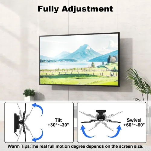 Miniatura 6 de PUTORSEN Soporte de TV RV para televisores de 13 a 43 pulgadas y hasta 44 libras, soporte de pared para RV de liberación rápida con placas de pared