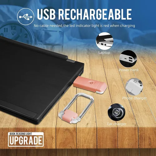 Miniatura 8 de EGWASER Luz de Lectura para Libros, Luz LED Portátil Recargable por USB con Clip para Libros para Leer en la Cama, 3 Niveles de Brillo Ajustable