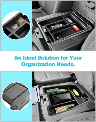 Miniatura 5 de CDEFG Organizador de consola central Chevy Silverado Sierra 2500HD 3500HD 2019-2025 2026 (solo asiento plegable de banco dividido)