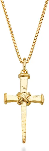Miabella 925 Sterling Silver Italian Rope Wrap Nail Cross Pendant Necklace Box Chain, Rhodium or 18K Yellow Gold Over Silver Made in Italy