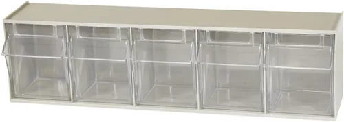 Akro-Mils 06702 TiltView sistema de almacenamiento de plástico horizontal con dos compartimientos rebatibles Piedra