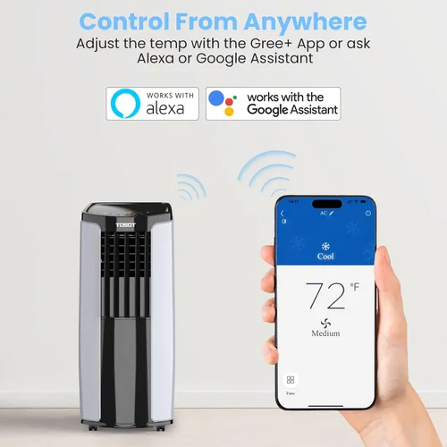 Miniatura 3 de TOSOT Aire acondicionado portátil de 9,700 BTU (5,000 BTU SACC), control inteligente WiFi, unidad de aire acondicionado con deshumidificador