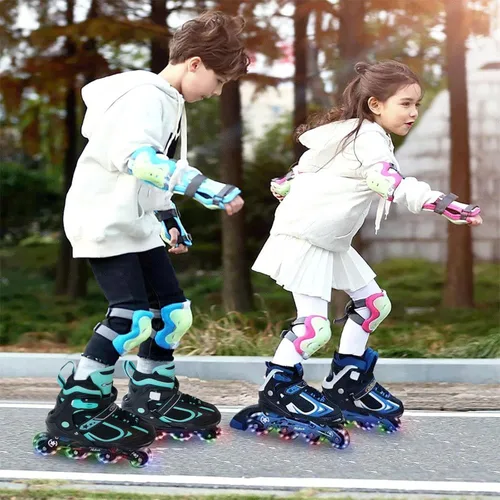 Miniatura 7 de Nattork Blade - Patines para niños con rueda iluminada, para exteriores e interiores, patines negros en línea iluminados para niños pequeños de 5 a