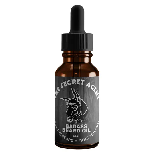 Aceite para Barba Badass Beard Care para Hombres - Aroma de Agente Secreto, 1 Onza - Ingredientes Completamente Naturales, Mantiene la Barba y el