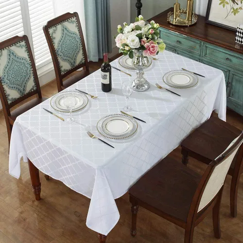Miniatura 2 de Mantel Sastybale antiarrugas y resistente a las manchas, de tela, rectangular, para mesa de comedor o decoración de fiesta, cubierta de trapo
