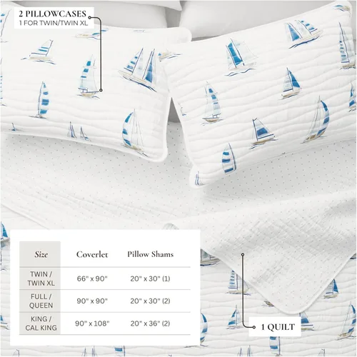 Miniatura 3 de Great Bay Home Juego de edredón costero, juego de ropa de cama náutica de 2 piezas, tamaño individual/individual XL, colcha reversible ligera