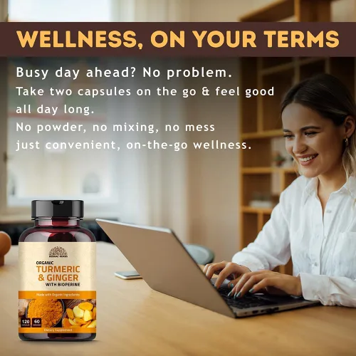 Miniatura 8 de Cúrcuma jengibre con pimienta negra y jengibre 1000 mg 120 cápsulas Suplemento de cúrcuma y jengibre con 95% de curcuminoides Suplemento extra