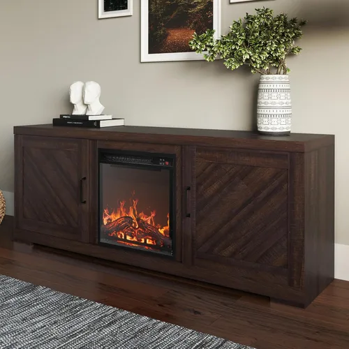 Miniatura 3 de BELLEZE Hilo 58" puerta de granero TV consola para televisores de hasta 65" Espresso