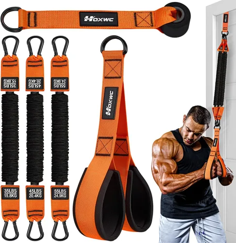 Miniatura 8 de HOXWC Resistance Bands with Handles, Exercise Bands with Door Anchor for Working Out, Home Gym Workout Equipment for Push Downs, Tricep, Biceps